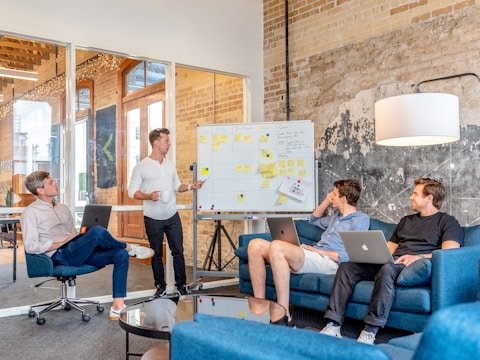 White Board, Furniture, Man, Person.