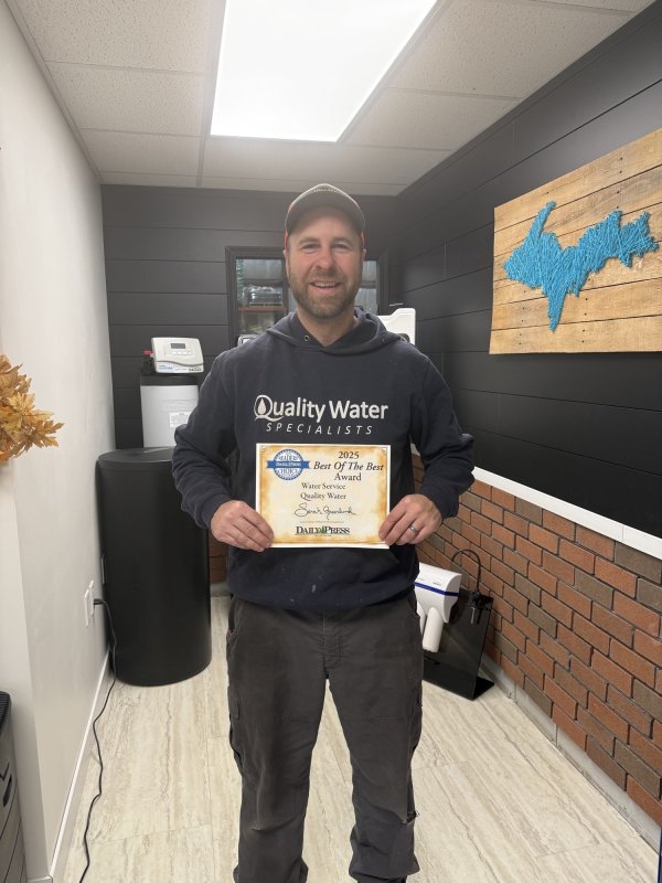 Photography, Portrait, Pants, T-Shirt. Text: Quality Water SPECIALISTS 2025 READERS Best Of The Best CHOICE Award Water Service Quality Water