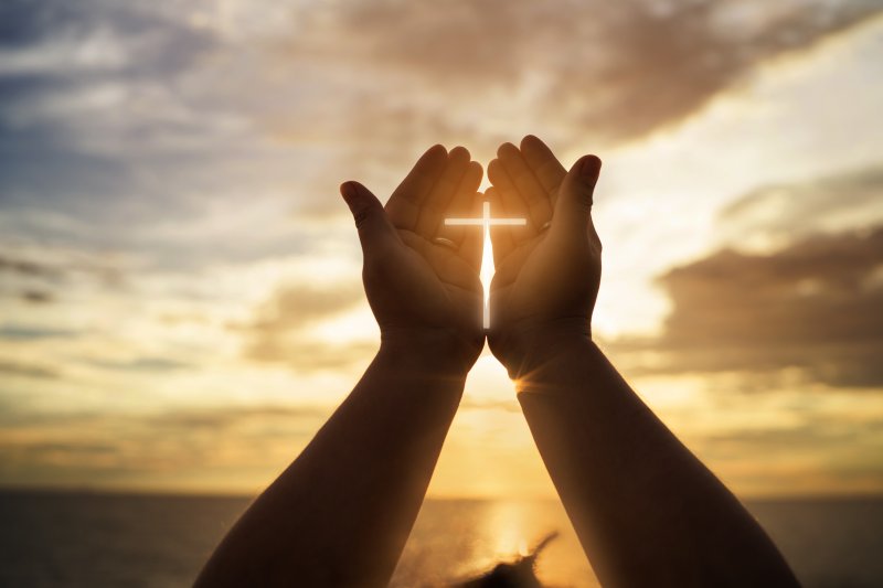 Person, Prayer, Sunlight, Sky.