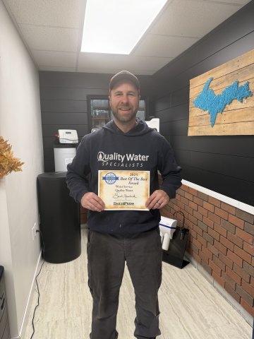 Photography, Portrait, Pants, T-Shirt. Text: Quality Water SPECIALISTS 2025 READERS Best Of The Best CHOICE Award Water Service Quality Water