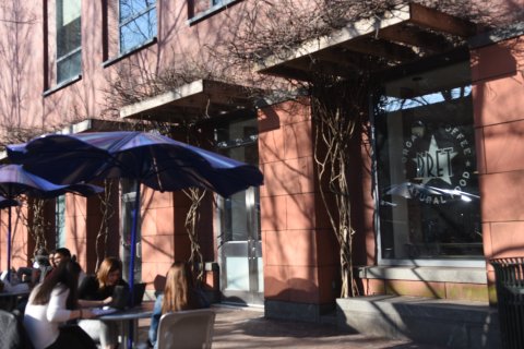 Restaurant, Patio, Cafe, Person.