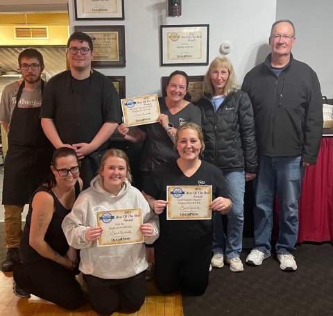 Groupshot, Person, Adult, Woman. Text: 2023 2024 Best Of The Best Best Of The Best Award chland Award Award 2025 Best Best Of The Award Highland Golf Club 2025 Best Of The Best Award Golf Supplies/ /Repair 2025 Best Of The Best Award Fish Fry