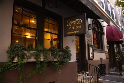 Handrail, Plant, Potted Plant, Restaurant. Text: on pine Beacon