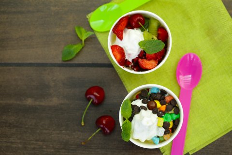 Cream, Dessert, Frozen Yogurt, Spoon.