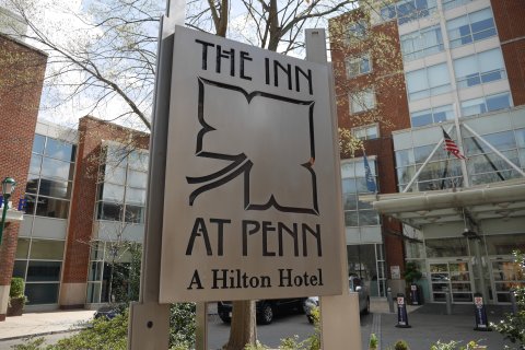 City, Office Building, Urban, Sign. Text: THE INN Hi AT PENN A Hilton Hotel NO NO