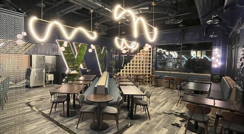 Indoors, Restaurant, Cafe, Chair.