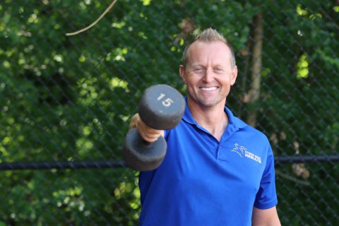 T-Shirt, Adult, Man, Person. Text: 15 FITNESS IMAGE