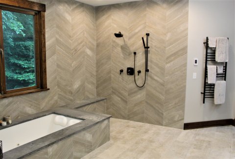 Indoors, Interior Design, Bathroom, Tub.