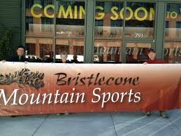 Banner, Text, Cafeteria, Restaurant. Text: COMIN G SOO TO 791 Bristlecone Mountain Sports