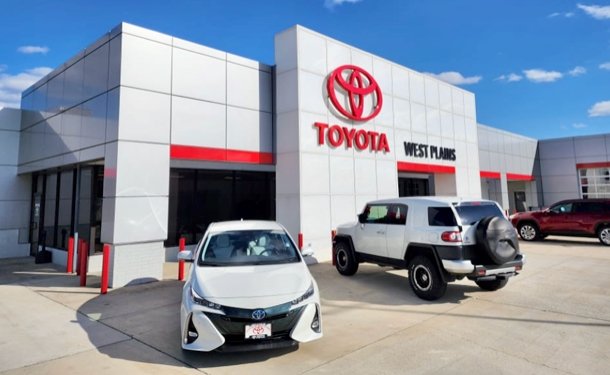 Car, Car Dealership, Vehicle, License Plate. Text: TOYOTA WEST PLAINS