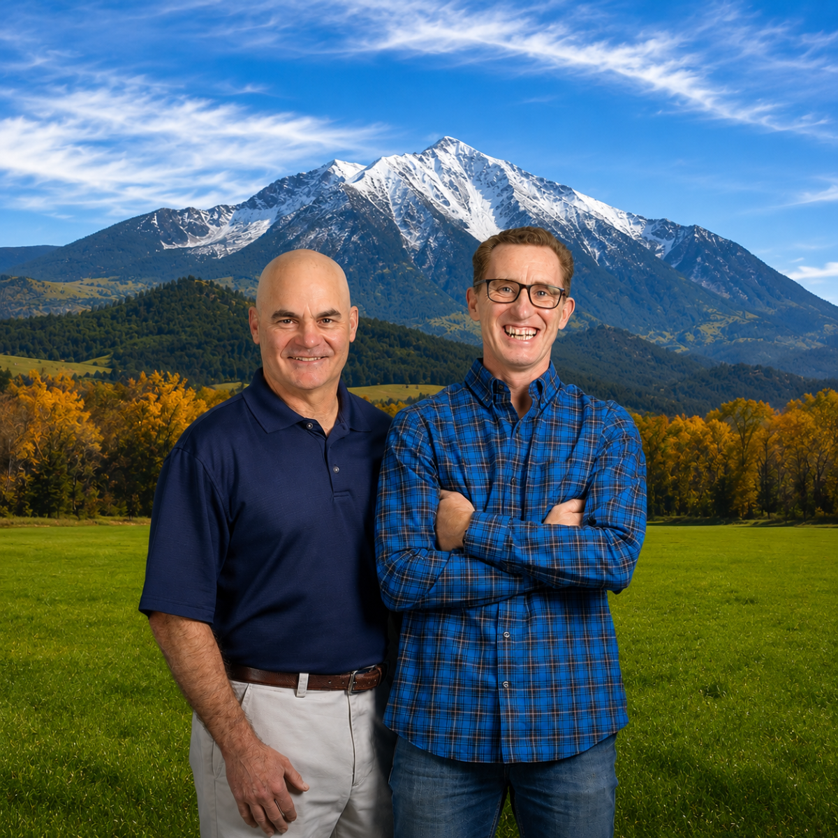 Grass, Pants, Mountain Range, Portrait.