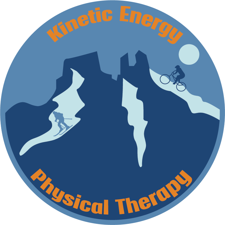 Logo, Outdoors, Nature, Person. Text: Kinetic Energy Physical Therapy