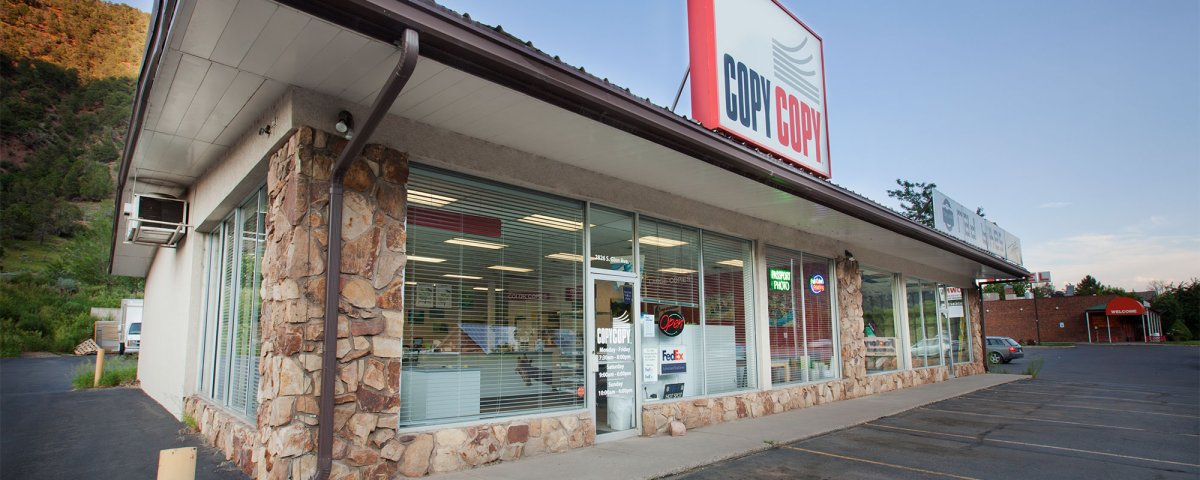 City, Building, Urban, Street. Text: 2826 S. Glen Ave. PASSPORT COPIES PHOTO WELCOME Open COPYCOPY Monday-Friday FedEx 7:30am-8:00pm Saturday Sunday