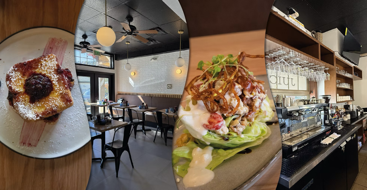 Food, Food Presentation, Brunch, Ceiling Fan. Text: AMERICAN EXIT