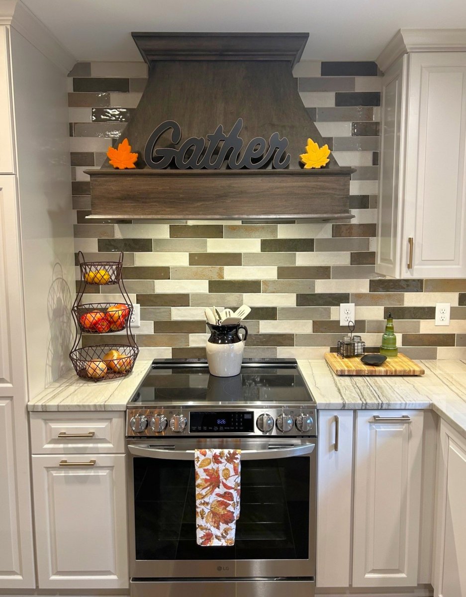 Indoors, Interior Design, Kitchen, Sink Faucet. Text: Gather